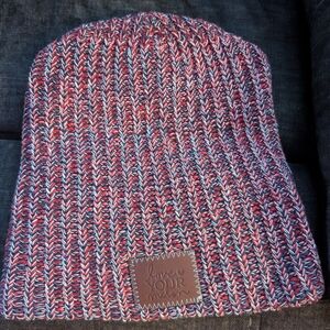 Love Your Melon Red and Gray Knit Beanie